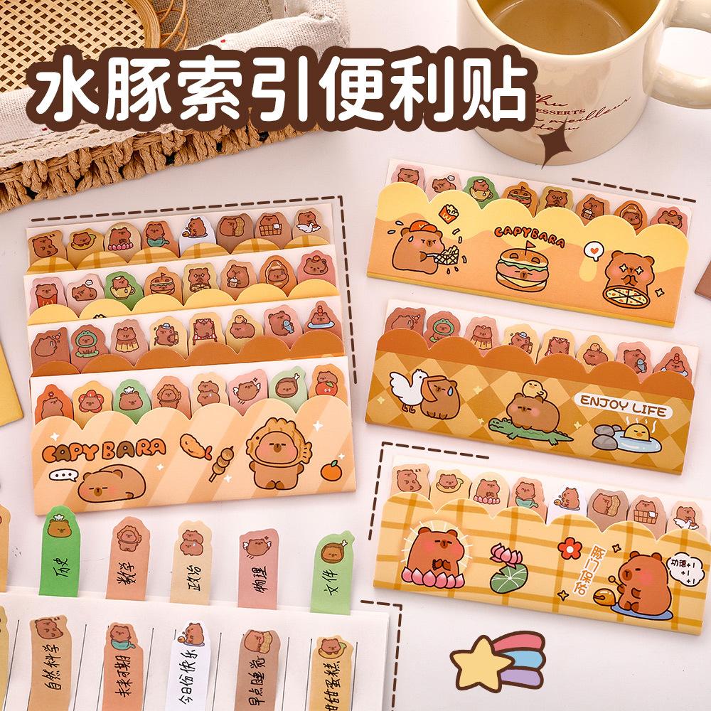 Cute Cartoon Capybara Index Stickers Note Set Student Tag Notes Reward Stationery Pack for Note Books Notepads Memo note Gift