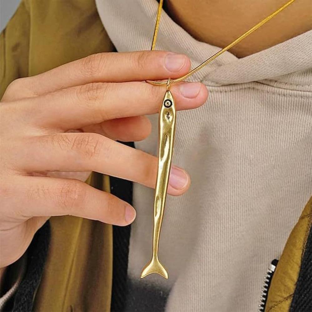 

Dainty Ocean-Inspired Chain Jewelry Lightweight Stainless Steel Minimalist Waterproof Sardine Fish Fashion Pendant Necklace