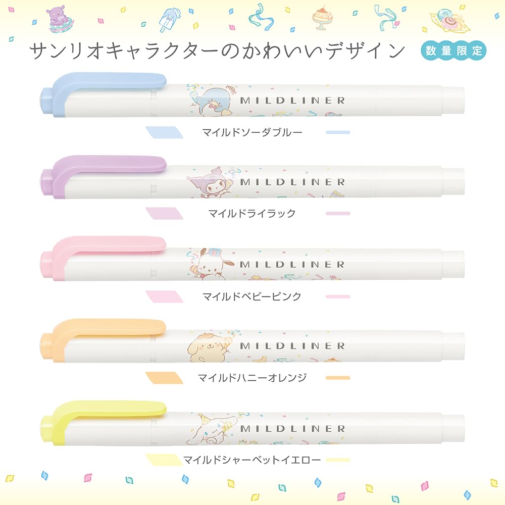 Zebra Highlighter Mild Liner Sanrio 5 Color Set Natural Mild WKT7-SR2-5C-NTC