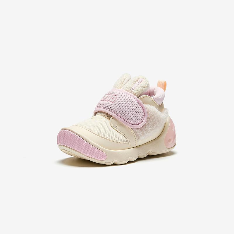 Anta Kids 5U Synthetic Leather Mesh Comfortable Versatile Anti-Kick Shock Absorption Low-Top Walking Shoes Baby Shoes Off-White A22440054-1