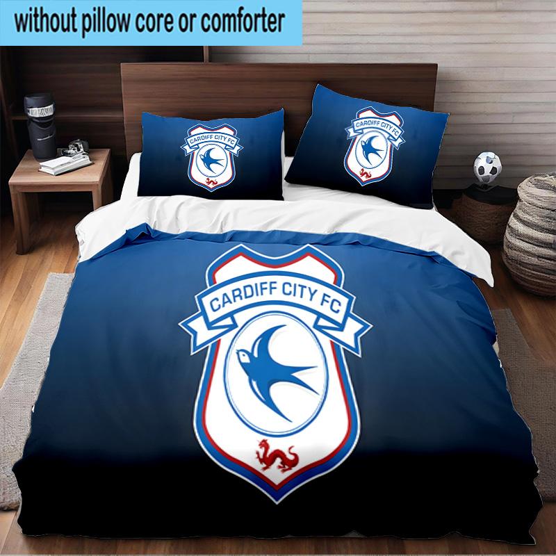Cardiff Fc Crest 3PCS Print Bedding Set, Includes A Duvet Cover and Two Pillowcases for Bedroom, Dormitory, Suitable for All Seasons