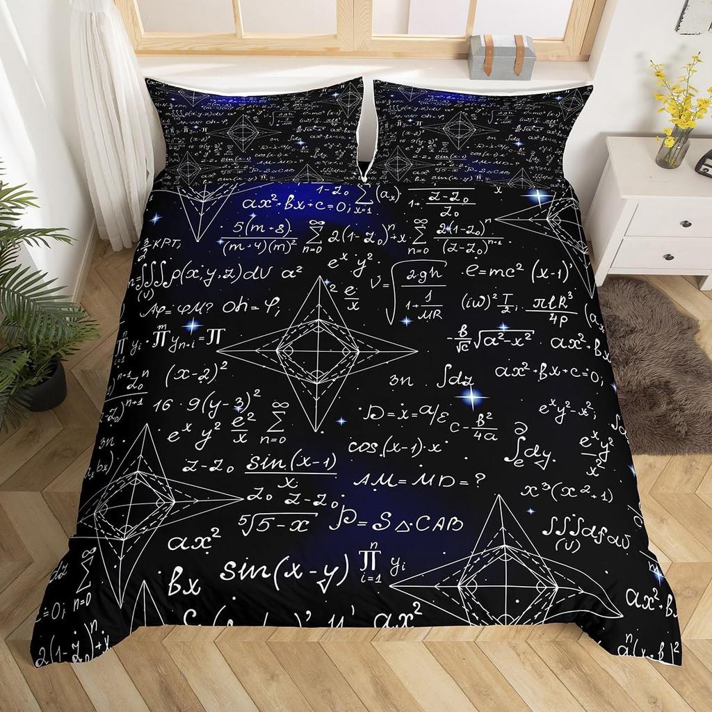 Science Formula Bedding Set Queen Chemical Elements Science Theme Duvet Cover for Boys Girls School Educational Dorm Room Decor