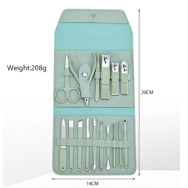 16pcs Nail Cutter Set Stainless Steel Nail Clippers Set With Folding Bag Manicure Cutter Kits Scissors Beauty Tool