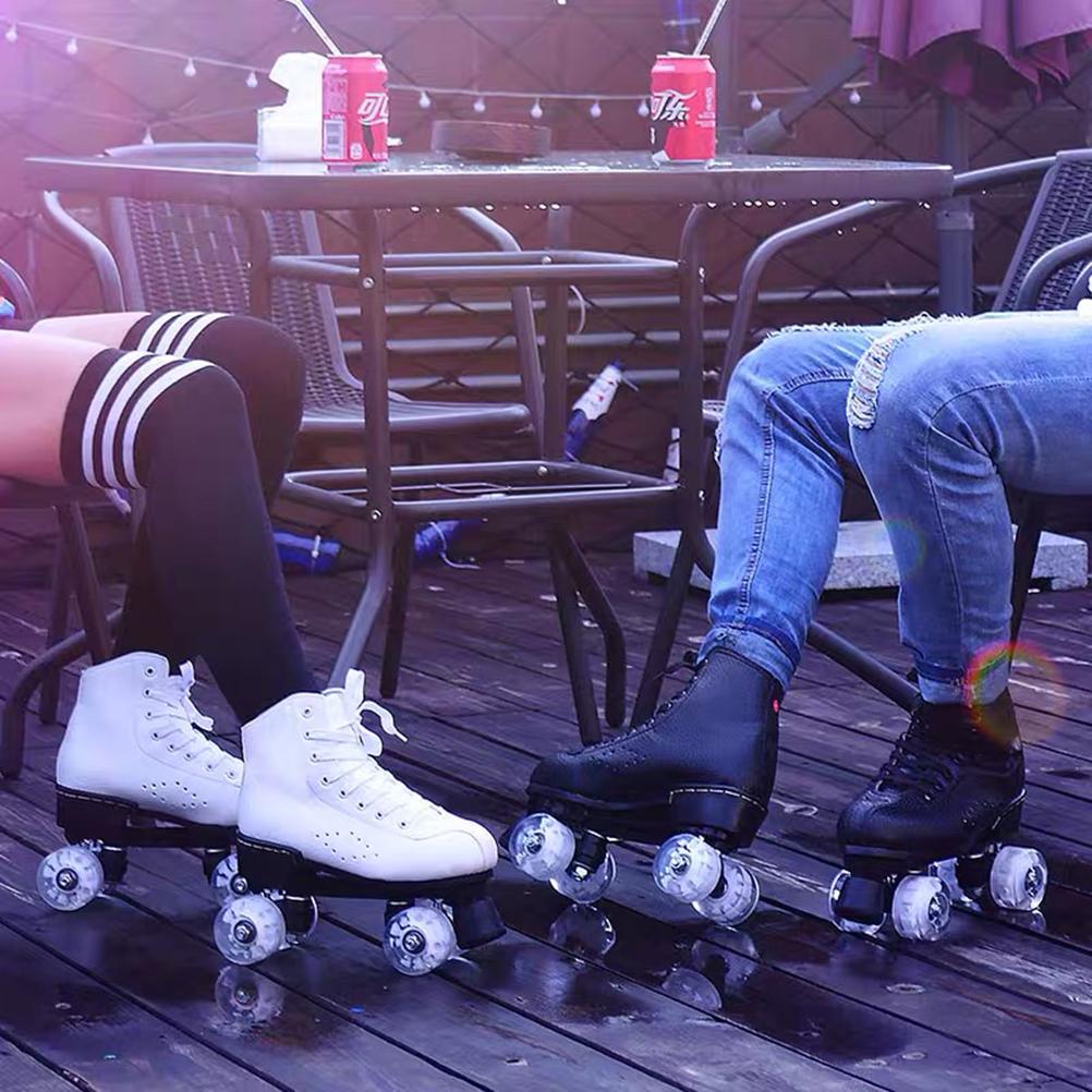 Flash Wheel Roller Skates With LED Light Double Line Skates 4 Wheels Two Line Skating Shoes for Adults