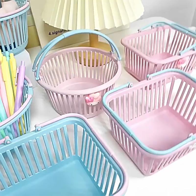 Cesto Portaoggetti da Cucina Vuoto Portatile Cesti Doccia Bagno Cesti da Tavolo per Frutta Giocattoli Bambino Snack Organizer in Plastica