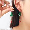 Festive Star Layered Dangle Earrings Women Zinc Alloy Drop With Christmas Tree Hat Design Oil Paint Finish