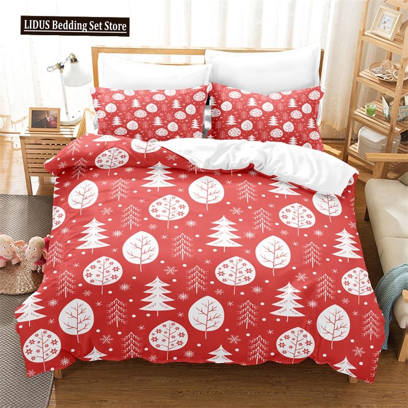 Merry Christmas Duvet Cover Set Twin King Queen Cartoon Santa Claus Bedding Set Polyester Christmas Gingerbread Man Quilt Cover