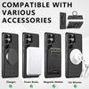 Per Samsung S25 Ultra Custodia in Pelle Fibra di Carbonio Ricarica Wireless Per Galaxy S24 Plus S23 Staffa Rotante a 360° Copertura Magnetica