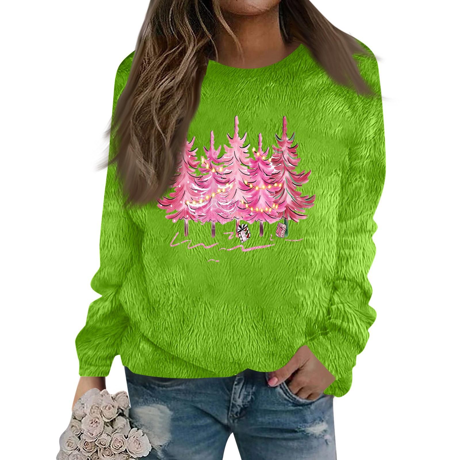 

Женская модная повседневная фланелевая толстовка с длинным рукавом и рождественским принтом XXL