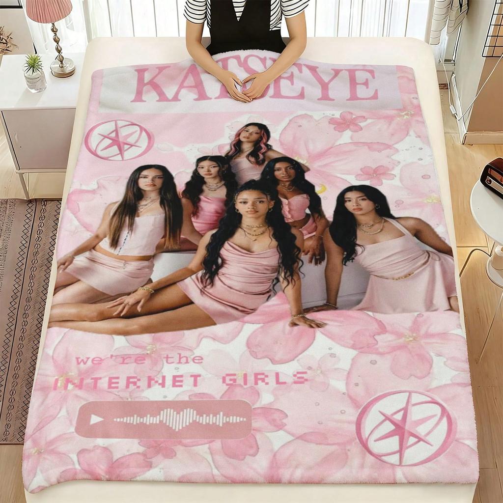 1 Stück Katseye Girlgroup Flanelldecke, Ganzjahres Super Weiche Warme Überwurfdecke für Schlafzimmer Wohnzimmer Camping, Musikfans Hol