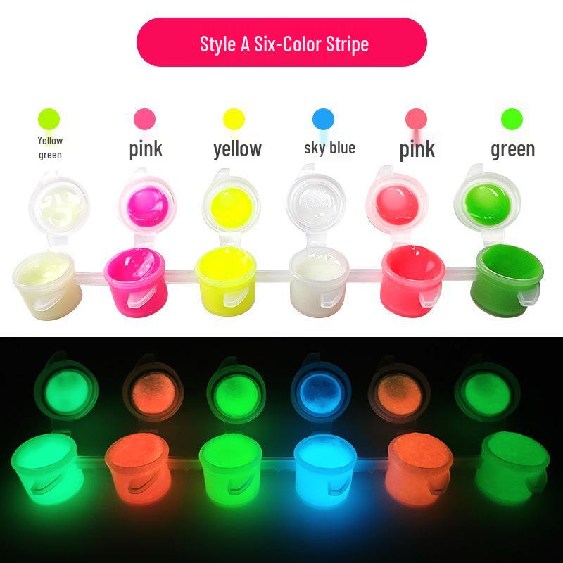 Super Bright Luminous Acrylic Paint for Kids - Waterproof, Water-Based, Fluorescent Art Coating 3ml 6 colors