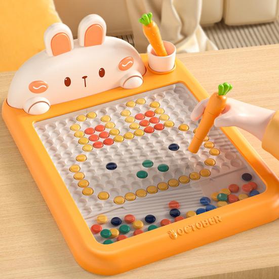 

1 комплект магнитной доски для рисования с ручкой, шахматными фигурами, точечный рисунок, форма кролика, раннее образование, тренировка концентрации, магнитный блокнот для рисования, игрушка