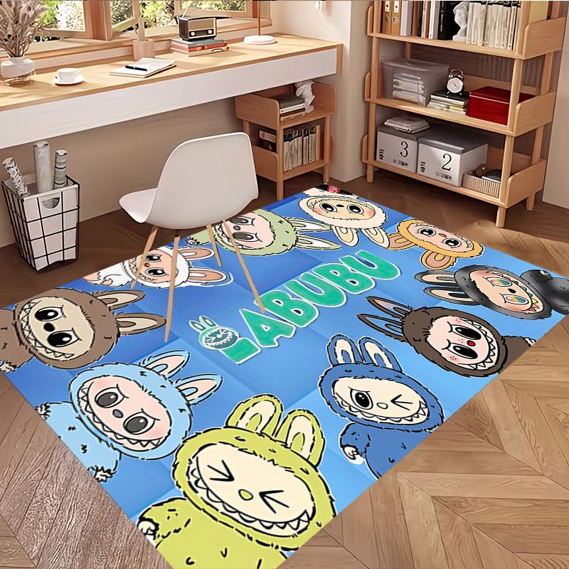 Labubu Print Rug, Washable Floor Carpet, For Entryway Dorm Laundry Room Office Study, Home Decor Birthday Christmas Gift