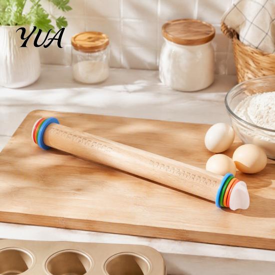 Sturdy Baker Accessories for Home Rolling Pin with Thickness Rings, Ergonomic Measurement Markings Kitchen Tool, Durable Stainless Steel Utensil