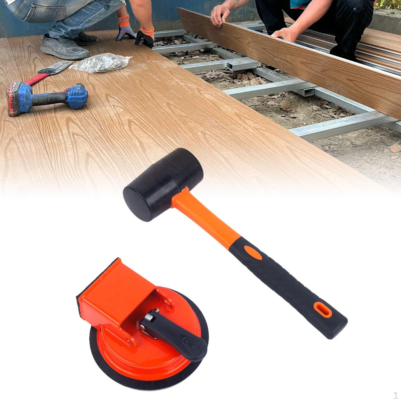 

Metal Body and Strong Suction Cup, Floor Fixer Tool with Mallet, Heavy Duty Glass Lifting