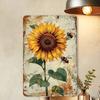 Vintage Metal Wall Art Sunflower Bee Poster Home Decor
