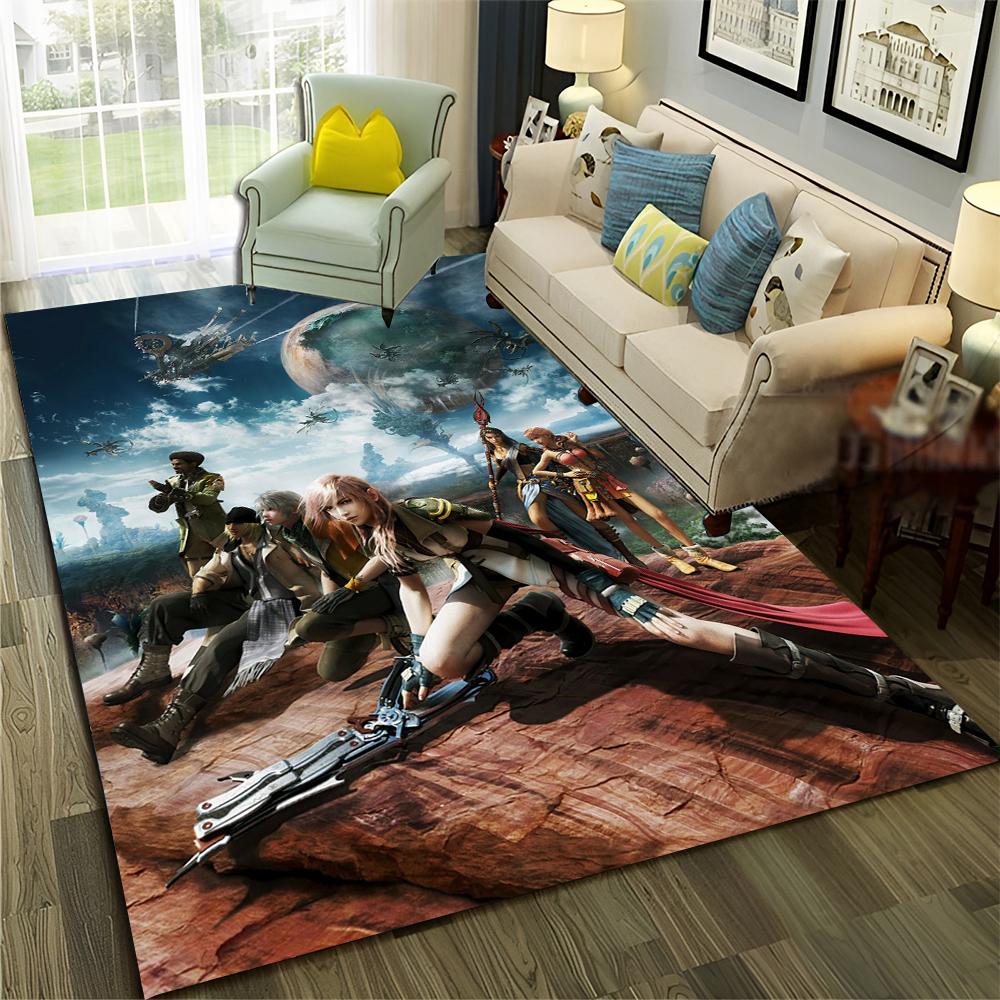 3D Final Fantasy Spiel Gamer FF14 HD Teppich für Zuhause Wohnzimmer Schlafzimmer Sofa Fußmatte Dekor, Kinderbereich Teppich Rutschfeste Bodenmatte
