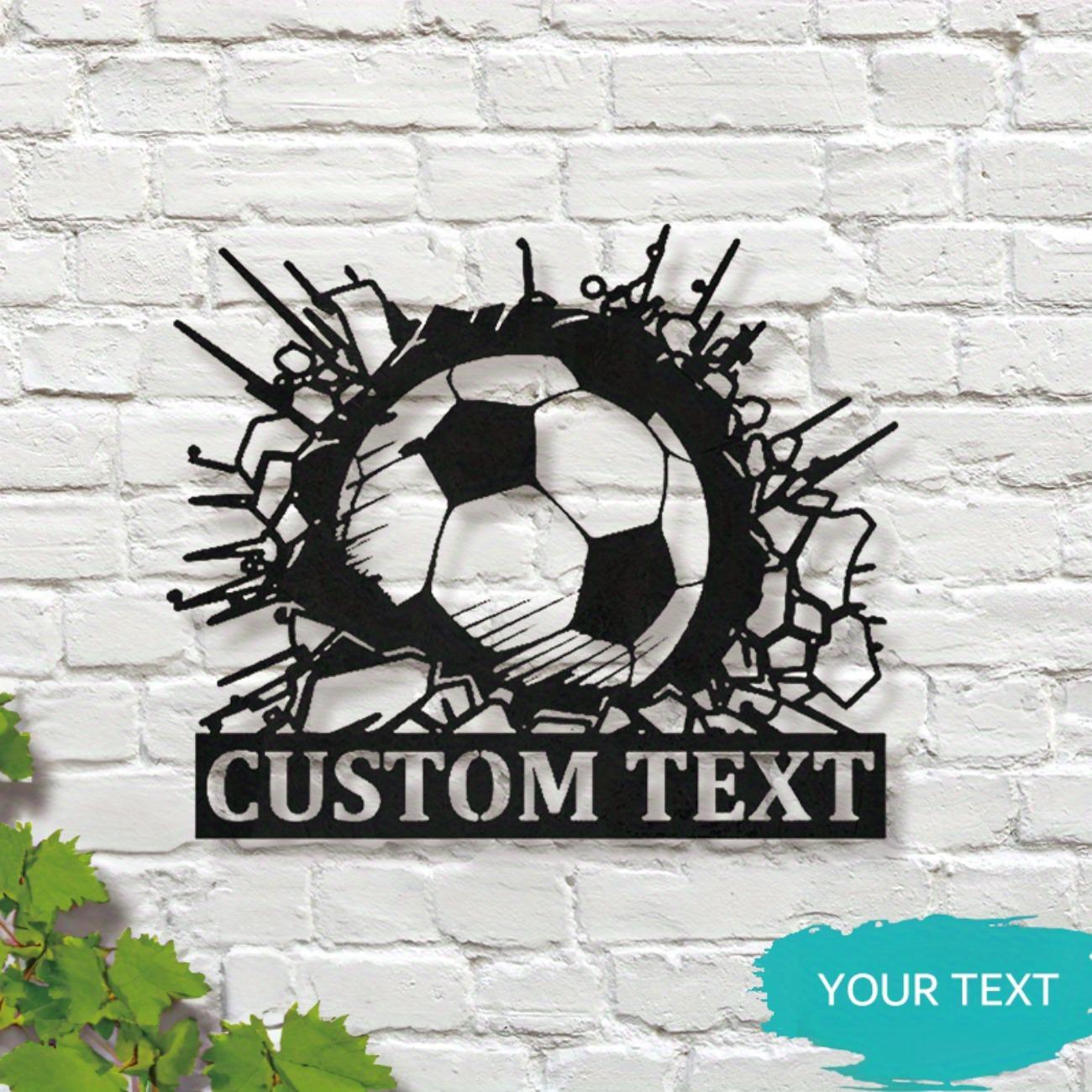 

Soccer Ball Metal Wall Art Personalized Football Player Name Sign Home Decor M чёрный