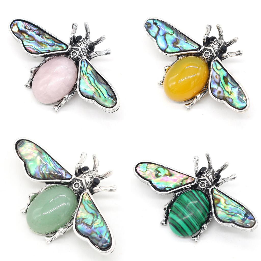 Classic Alloy Butterfly Brooch Pin With Faux Stone And Shell For Women Fashion Accessory