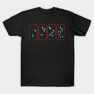 Asian Size Men Black Print T-shirt Predator Self Destruct No-Cut Heat Transfer Print Cotton Tshirt