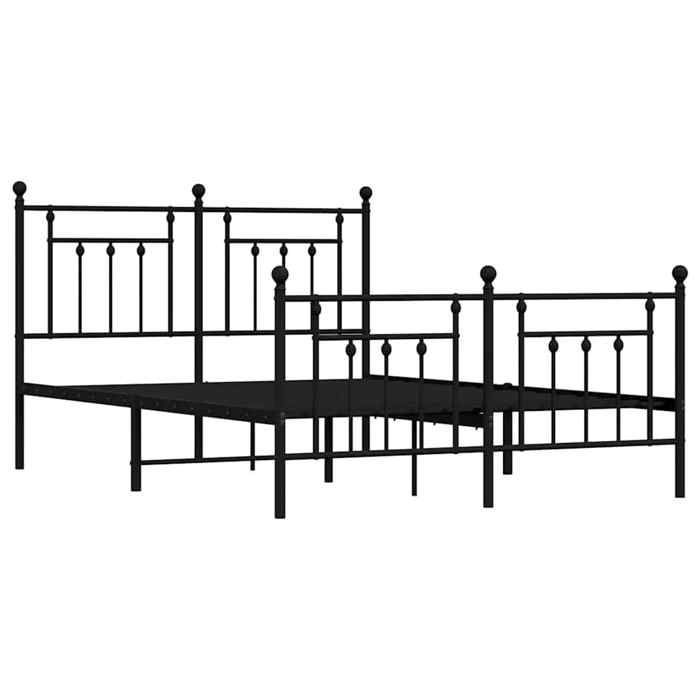 VidaXL Cadre de lit métal avec tête de lit-pied de lit noir 140x200 cm 353556
