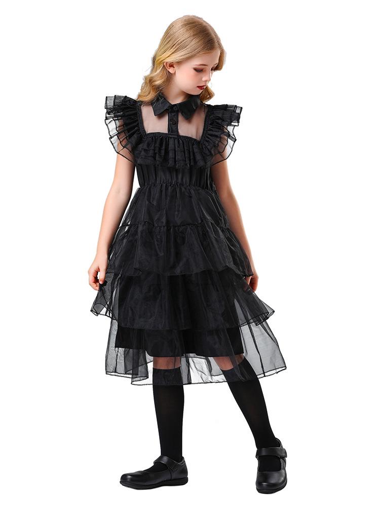 Wednesday Addams Family 2025 Black Princess Dress Halloween Cosplay Costume