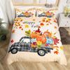 Happy Thanksgiving Duvet Cover Fall Maple Leaf Bedding Set Microfiber Gnome Gold Pumpkin Farm Harvest Comforter Cover King Size