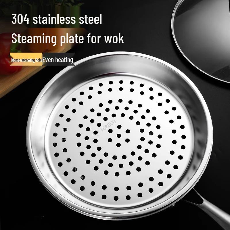 304 Stainless Steel Steamer Basket - Thick, High-Temperature Resistant Steaming Rack for Wok