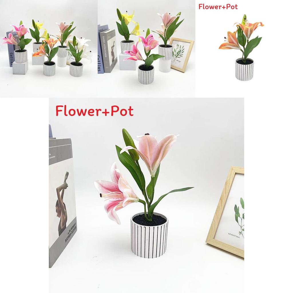 Konstgjord liljekonstverk med realistiska blad för evenemangsinredning och fotorekvisita