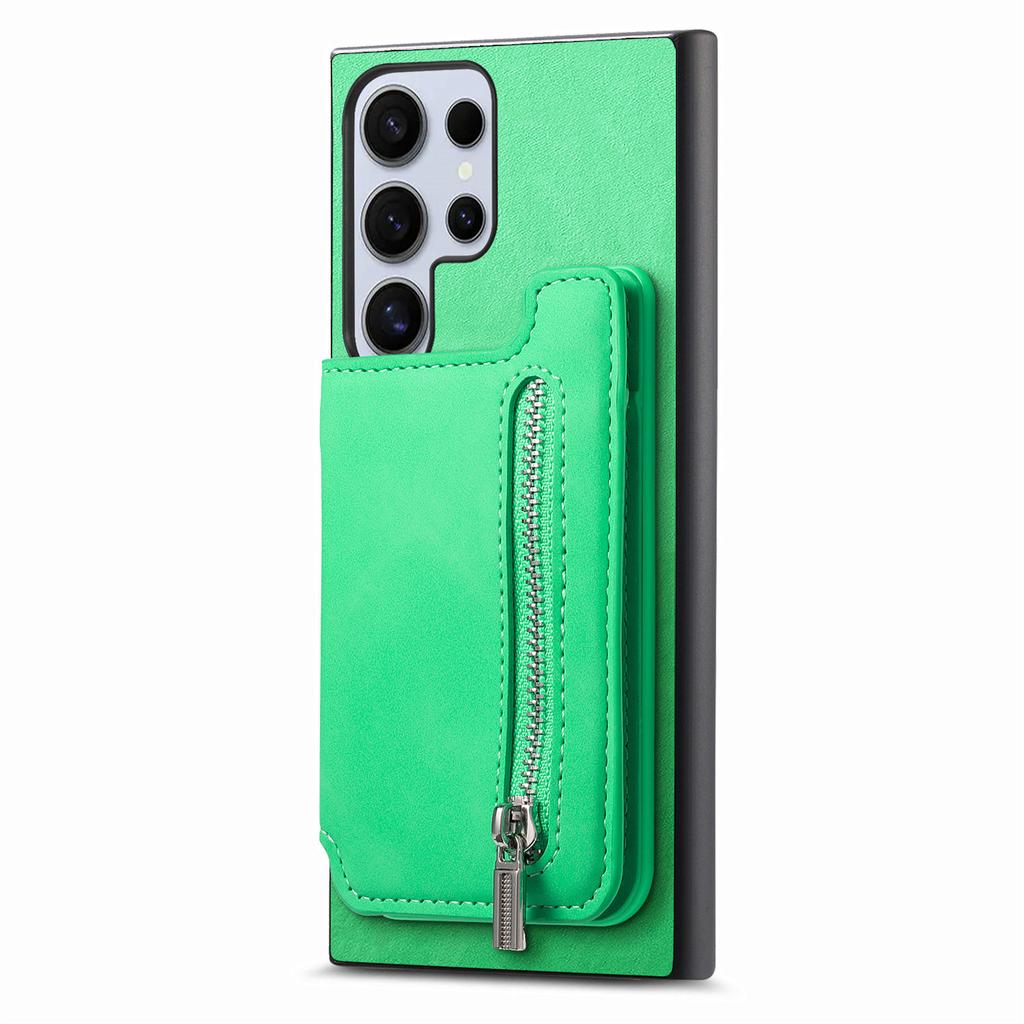 For Samsung Galaxy S25 Ultra Case Magnetic Detachable Zipper Card Holder Leather Phone Back Cover