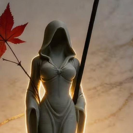Figurina Gotica Falciatore con Falce da Tavolo Scultura Femminile Spettrale con Veste con Cappuccio per Decorazione Scaffale Scrivania Casa di Halloween