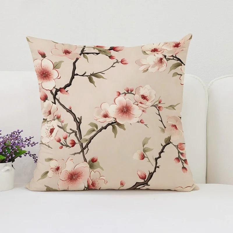 Cushion Cover 50X50 Japanese Cherry Blossom Bed Pillowcases Covers For Bed Pillows Pillow Cases 45X45 Cushions Cover Home Decor