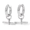 Yori Minimalist Simple OT Pendant Hoop Earrings for Women Daily Stainless Steel Versatile Premium Jewelry Party Gift