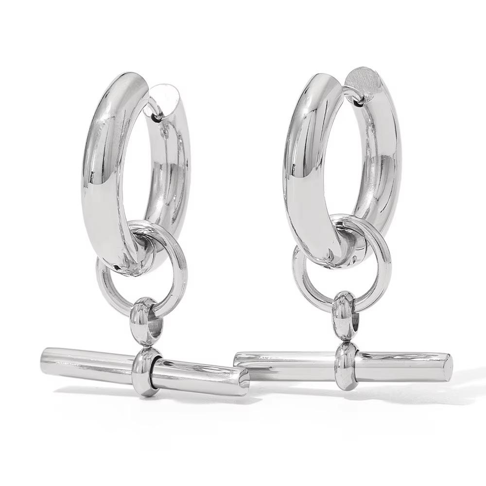 

Yori Minimalist Simple OT Pendant Hoop Earrings for Women Daily Stainless Steel Versatile Premium Jewelry Party Gift