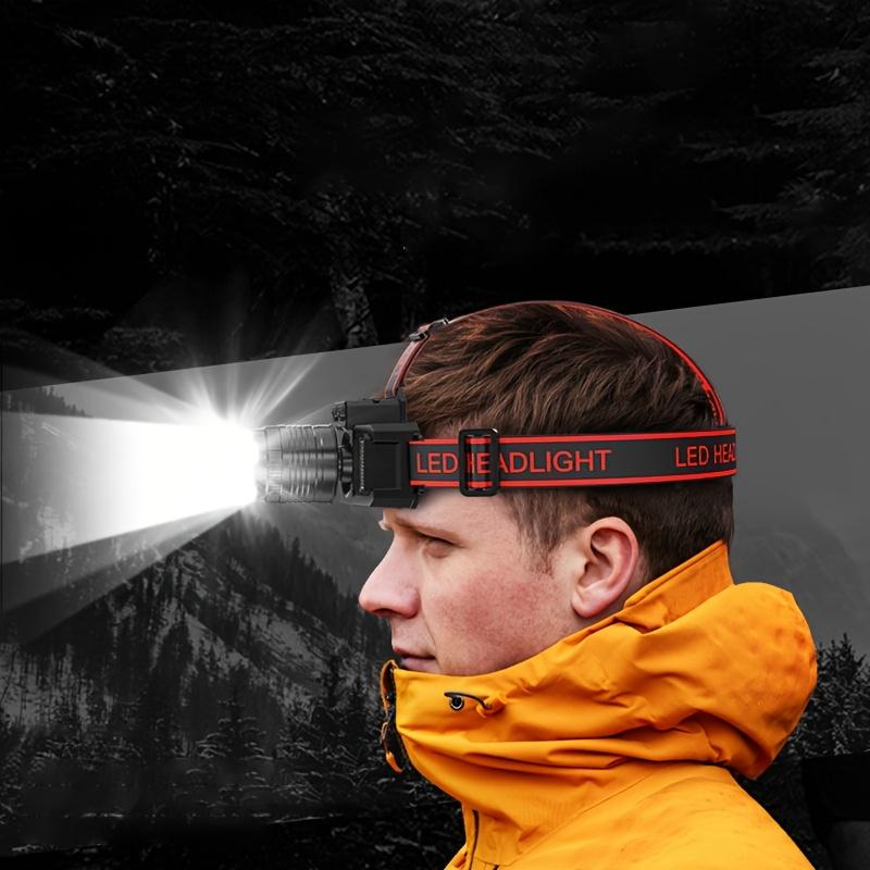 LED Headlamp with Motion Sensor, Rechargeable ABS Headlight with USB Charging, Adjustable Angle, Satin Finish