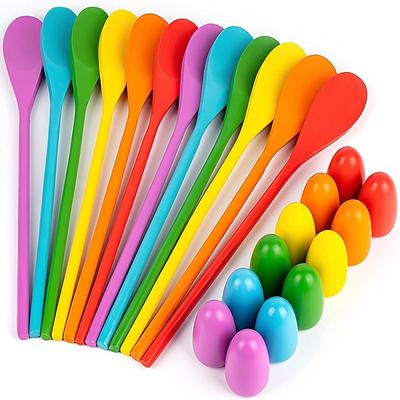 Juego de 6 Cucharas de Huevo de Madera para Carrera con Palo de Equilibrio Carrera de Relevos para Niños Búsqueda de Huevos de Pascua Herramientas Deportivas de Césped para Exteriores Herramientas de Enseñanza