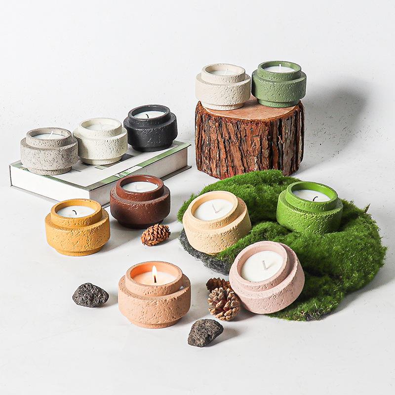 Nordic Simple Matte Cement Candle Holder Home Aromatherapy Candle Cup Diy Candle Holder Ornaments Wax Container Home Decoration
