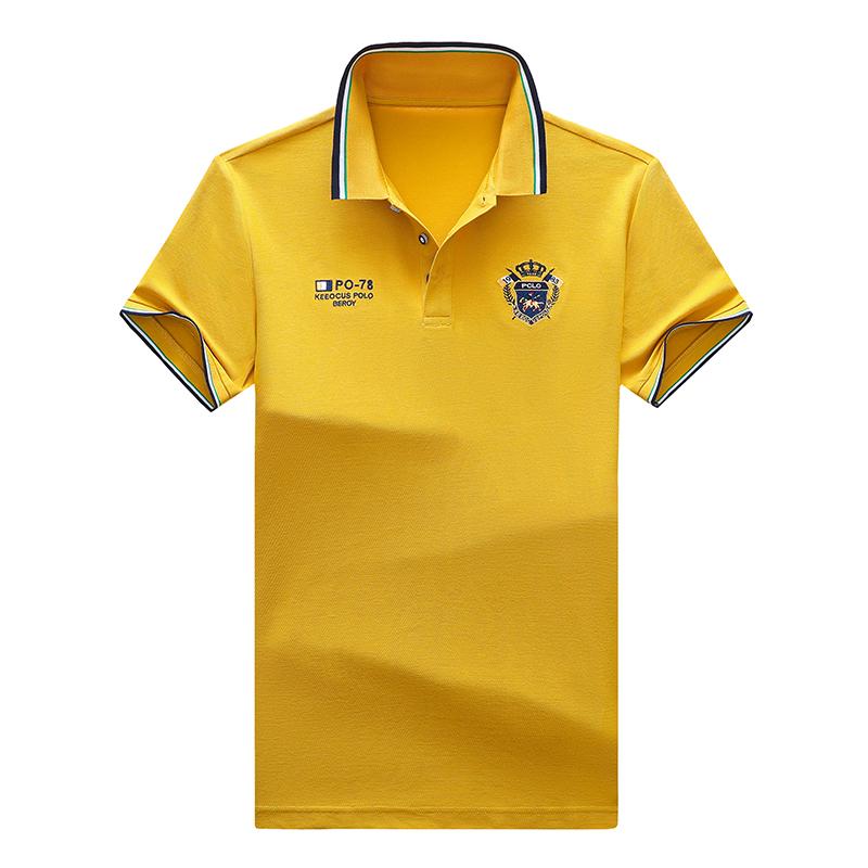 Trend Hub New Men's Casual Embroidery Short Sleeve Polo Shirt Fashion Solid Color Top