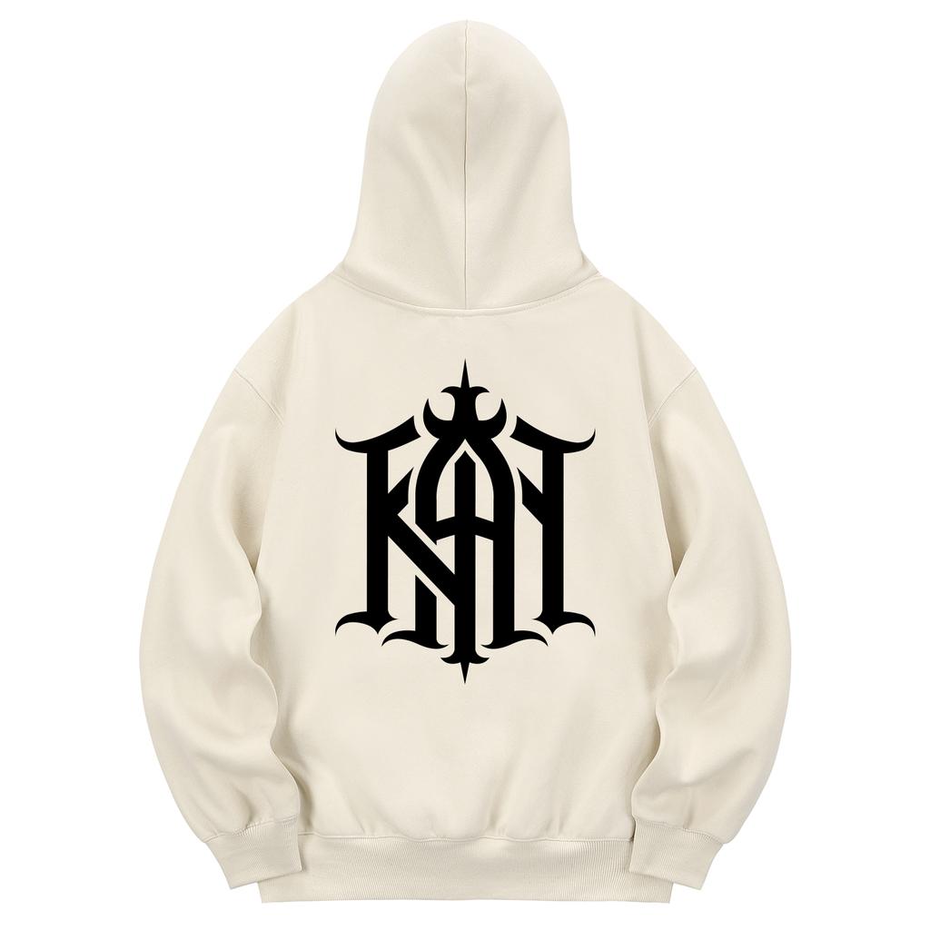 Khc0003 Khan Symbol Fleece Hoodie - Cream