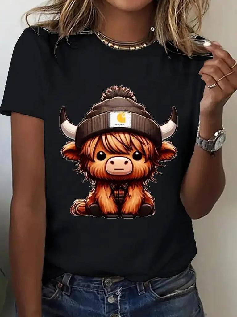 Damen Kurzarmtop mit Schmetterlingsdruck