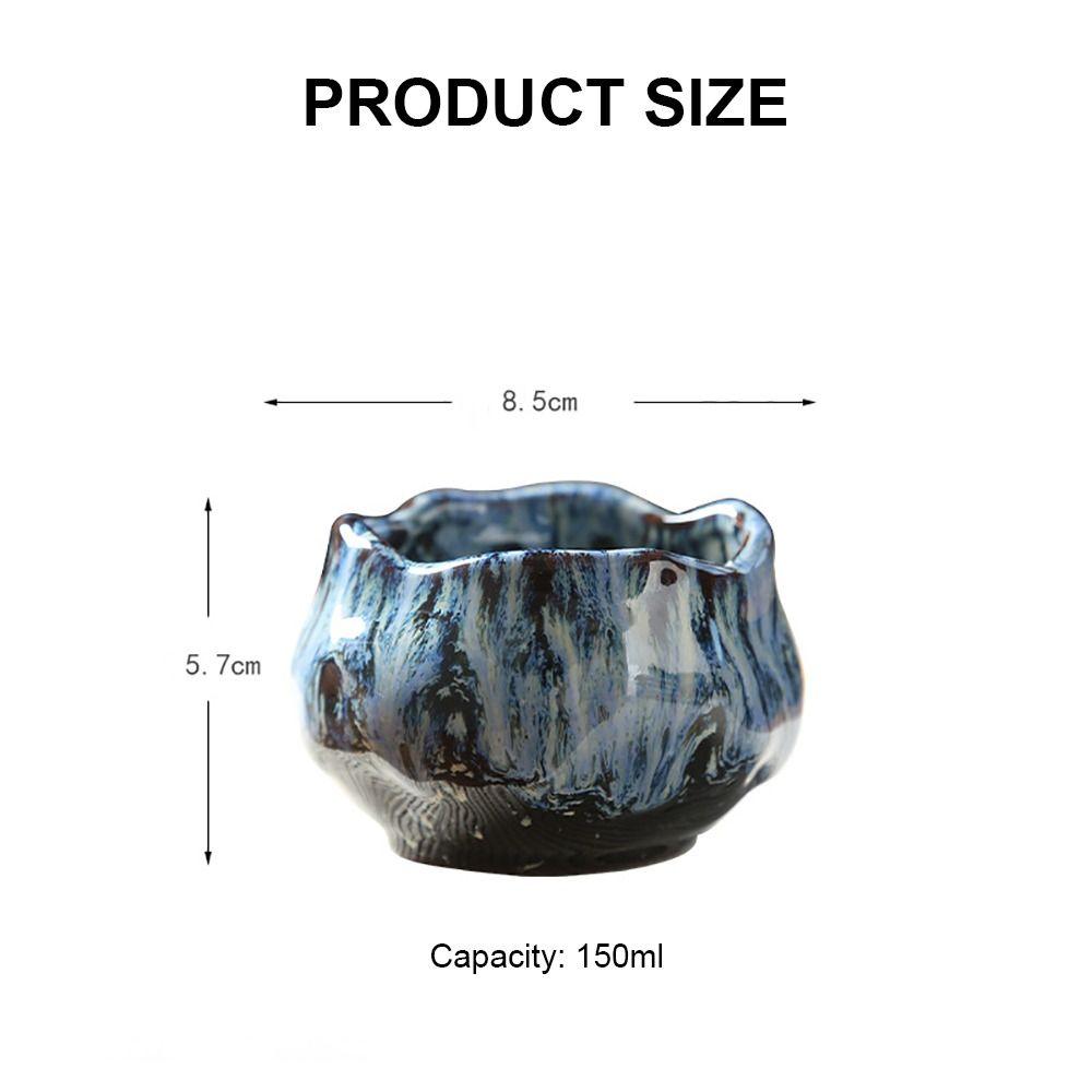 Ceramic Teacup Kiln Transformation Tea Bowl Water Cup Lotus Shape Temmoku Glaze Nordic Style Household Creative Drinkware 150ml