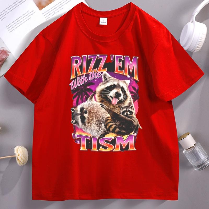 Rizzem Em Tism Graphic T Shirts Casual Round Neck Printed Tshirt Cotton Short Sleeve Tee Shirt Unisex Clothing Streetwear Tees