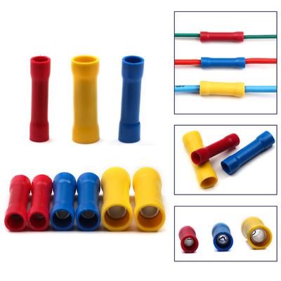 25/50/100 Stück BV1.25/BV2.5/BV5.5 Isolierte gerade Stoßverbinder Elektrische Crimp-Drahtklemmen Kaltpress-Kabelanschluss-Set