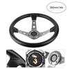 14in 350mm Universal Aluminum PU Leather Car Sport Racing Drift Steering Wheel Silver