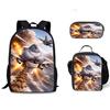Luxus Beliebt Lustig Neuheit Taube auf Toilette 3D Druck 3Stück/Set Schüler Schultaschen Laptop Tagesrucksack Rucksack Lunchtasche Federmäppchen
