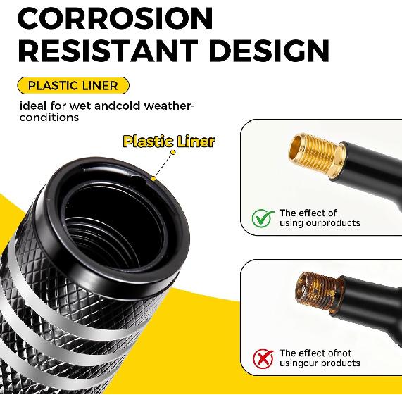 Tire Valve Stem Caps - (5 Pack), Metal Valve Stem Caps with Plastic Liner Corrosion Resistant, n Flag Tire Air Caps for Cars Trucks Suvs Motorcycles