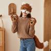 Funny Animal Costume Set Polyester Tail Mask Paw Gloves Full Set Plush Cosplay Mask  Masquerade