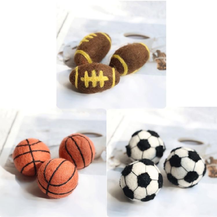 Colorful Felt Balls Keychain Handmade Rugby/Basketball/Football Pendant Keyring for Sports Lovers Trendy Accessories