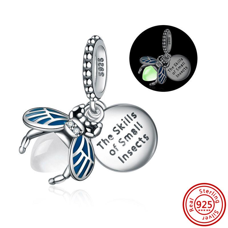 

Подходит для браслетов с шармами Pandora 925 медь Светящийся в темноте Привидение Тыква Светлячок Лампочка Насекомое Светящаяся подвеска Бусины Циркон