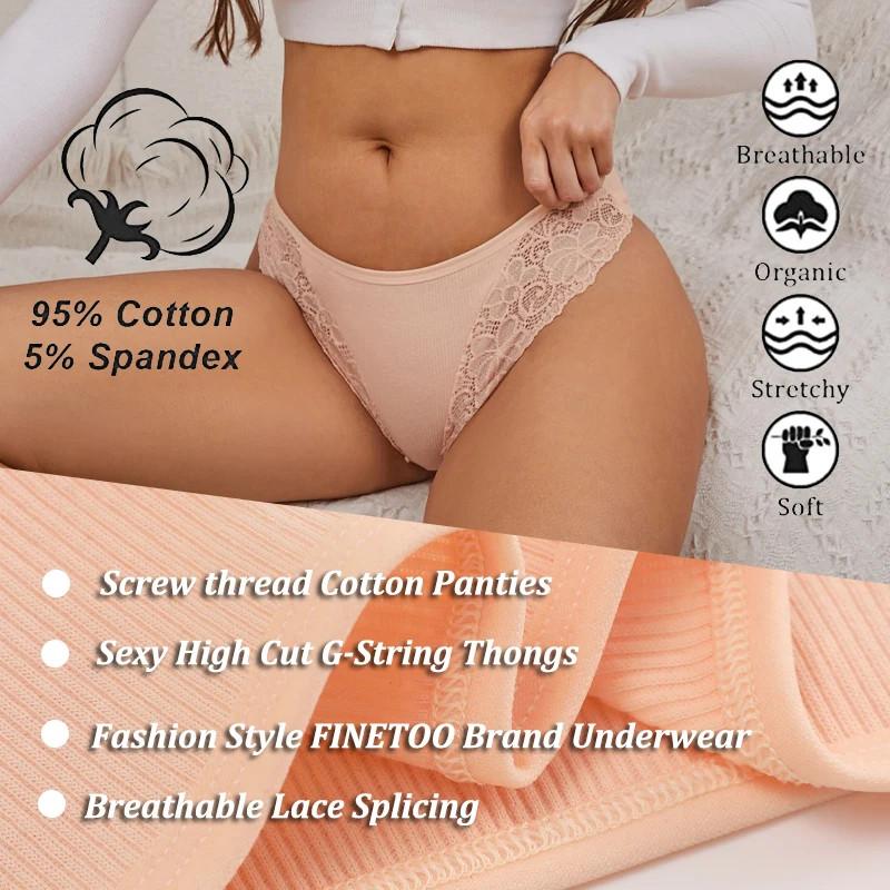 Women Cotton Panty Sexy Lace Thong Low Rise Transparent Underwear G-String Ribbed Intimates Breathable Lingerie